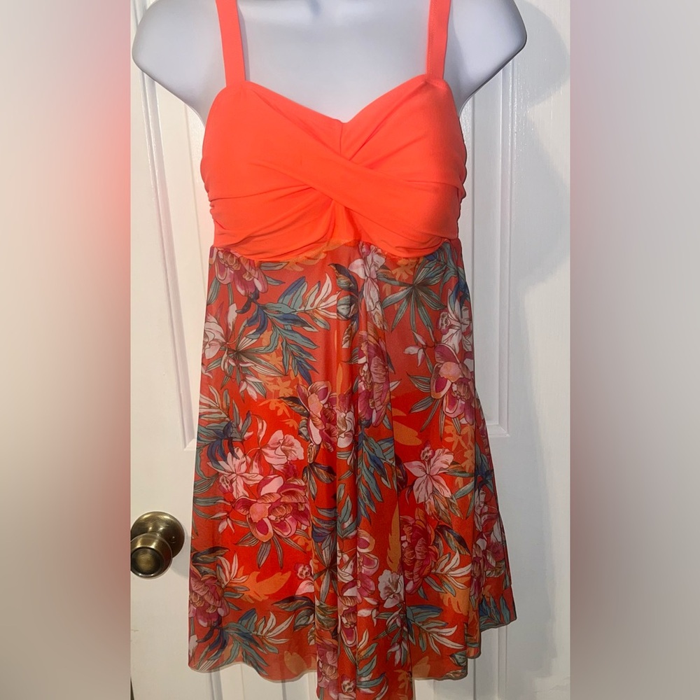 Vibrant Orange Floral Dress